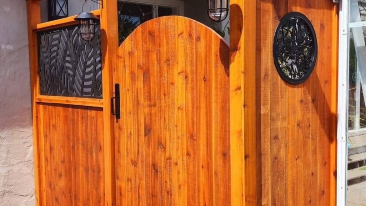 A nice stained cedar gate