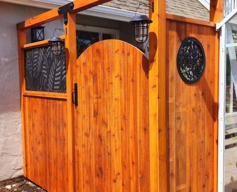 A nice stained cedar gate